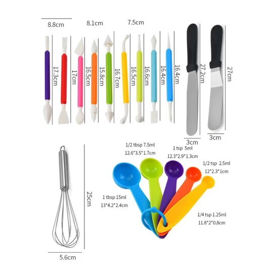 Set cofetarie 66 piese, Otel inoxidabil/Plastic