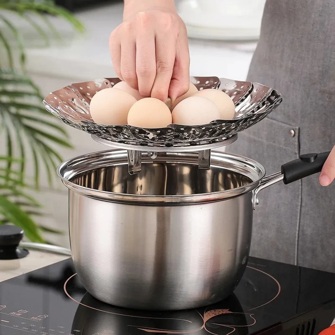 Sita de gatit la abur, fructiera,pliabila, din inox, gri